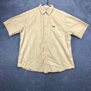 Carhartt Mens XL‎ Button Down Short Sleeve Shirt Casual Workwear Tan Cotton